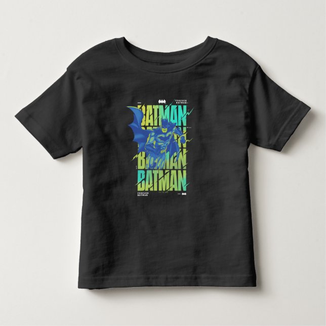Electric Up Batman Running Through Typography Toddler T-Shirt (Front)