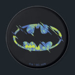 Electric Up Batman Symbol Magnet<br><div class="desc">Check out this electric Batman Symbol with green and blue halftone effects!</div>