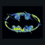 Electric Up Batman Symbol Poster<br><div class="desc">Check out this electric Batman Symbol with green and blue halftone effects!</div>