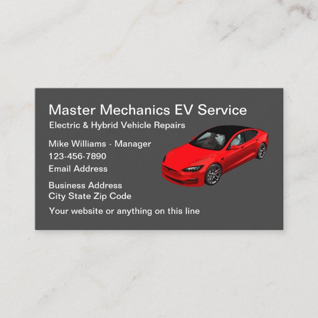 Electric Vehicle Automotive Repair Services Business Card (Front)