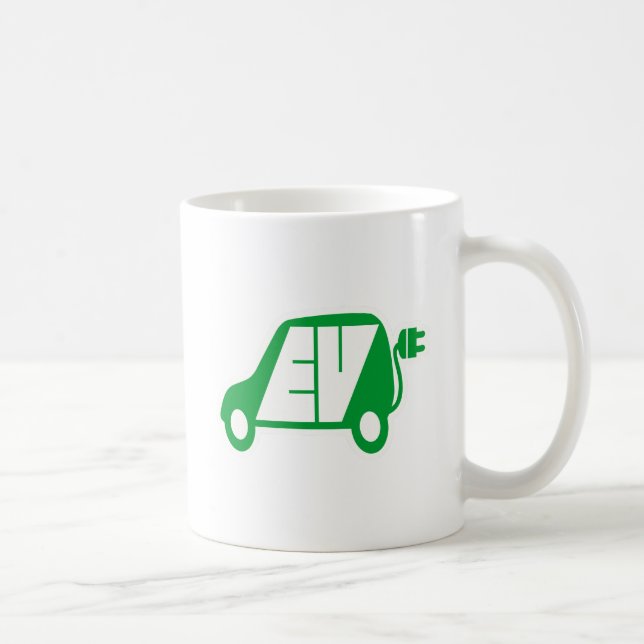 Electric Vehicle Green EV Icon Logo - Coffee Mug (Right)