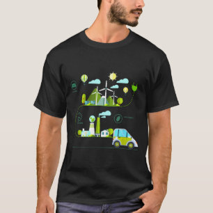 Electric vehicle renewable energy ev solar wind T-Shirt