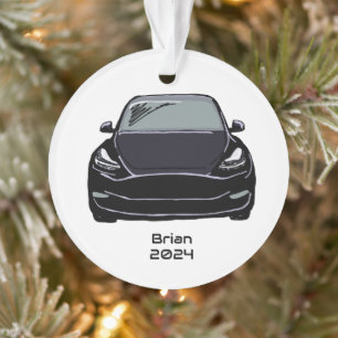 Electric Vehicle SUV Black Hand Drawn Sketch Ornament