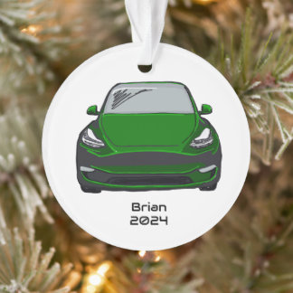 Electric Vehicle SUV Green Hand Drawn Sketch Ornament