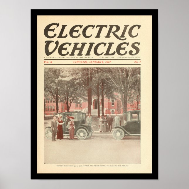 Electric Vehicles Motor Cars Vintage Poster (Front)