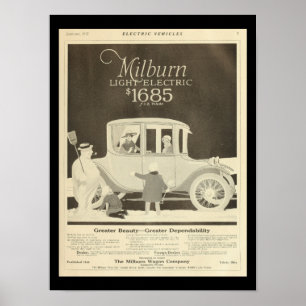 Electric Vehicles Motor Cars Vintage Print