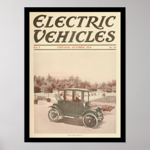 Electric Vehicles Motor Cars Vintage Print