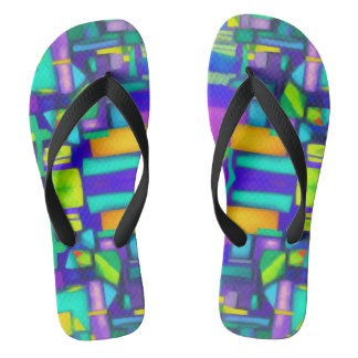Electric Vibes Dreams Stylish Vintage Abstract Art Jandals