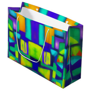 Electric Vibes Dreams Stylish Vintage Abstract Art Large Gift Bag