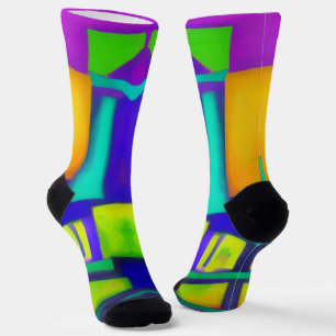Electric Vibes Dreams Stylish Vintage Abstract Art Socks
