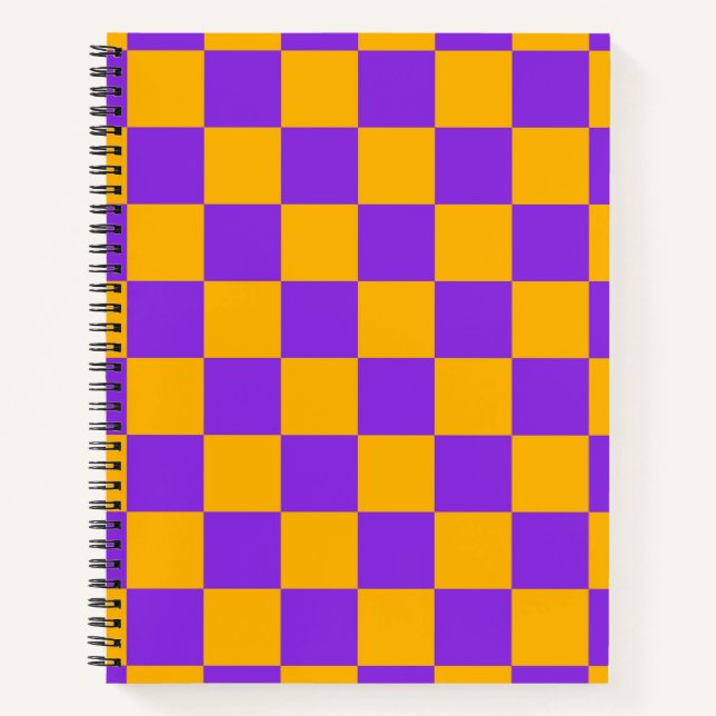 Electric Violet and Golden Amber Checkerboard Notebook (Front)