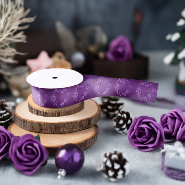 Electric Violet Rose Ribbon (Width: 1.5 Inches) Satin Ribbon (Small Violet Rose Satin Ribbon)