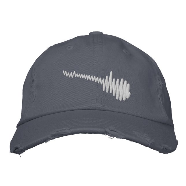 Electric White Waveform Guitar Sound Embroidered Hat (Front)