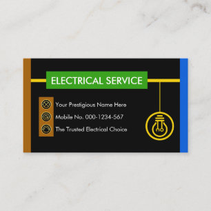 Electric Wire Bulb Colors Electricity Business Card