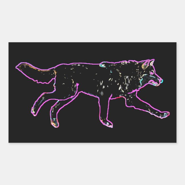 Electric Wolf Rectangular Sticker (Front)