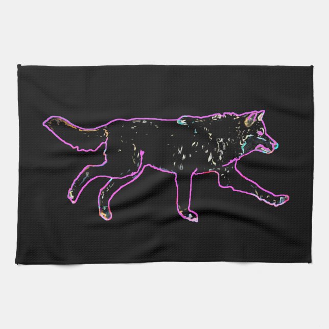 Electric Wolf Tea Towel (Horizontal)