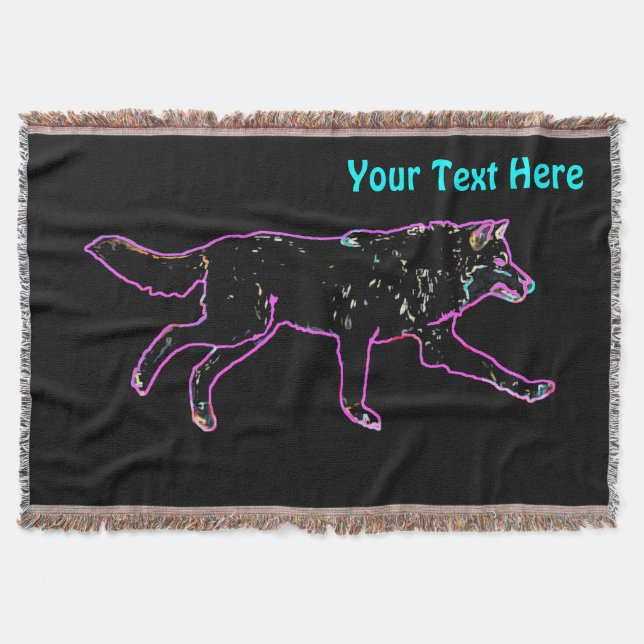 Electric Wolf Throw Blanket (Front)