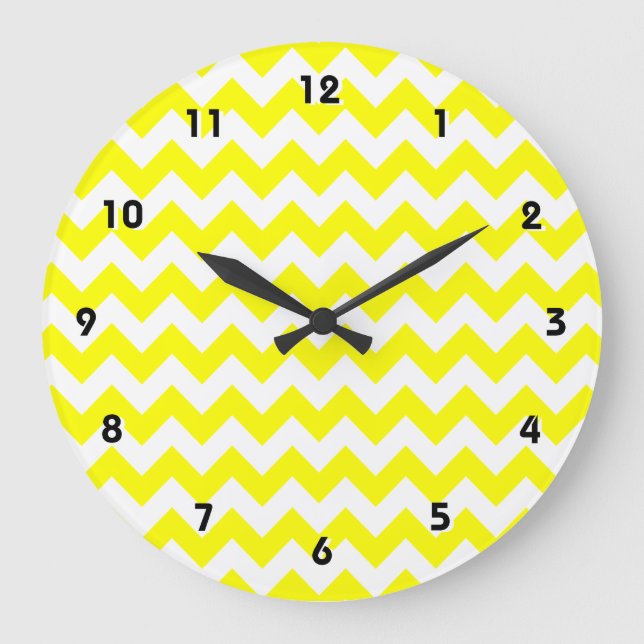 Electric Yellow Chevron Large Clock (Front)