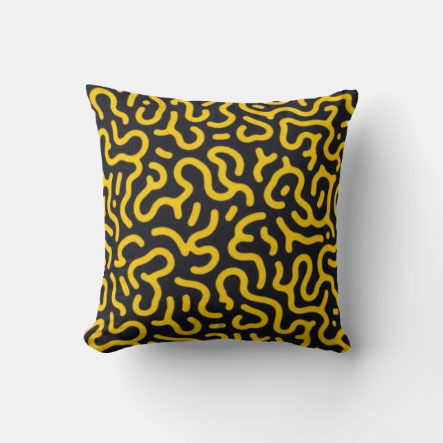 Electric Yellow Reaction Diffusion Abstract Cyberp Cushion (Front)