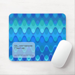 Electric Zig Zag Blue Waves Mod Abstract Pattern Mouse Pad