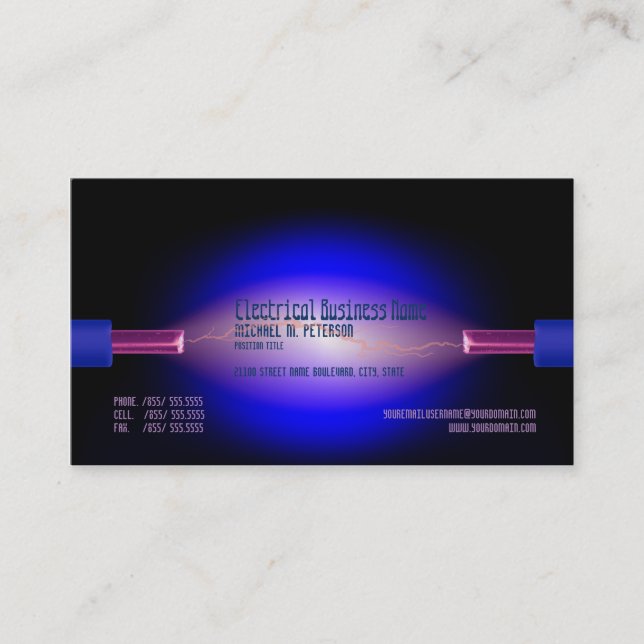 Electrical Business Glowing Business Card (Front)