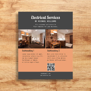 Electrical Business Retro Script Photo Orange Flyer