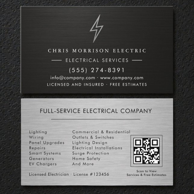 Electrical Company QR Code Professional Business Card (Creator Uploaded)