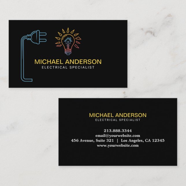Electrical Contractor Electrician Professional Business Card (Front/Back)