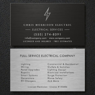 Electrical Contractor Silver Metallic Business Card