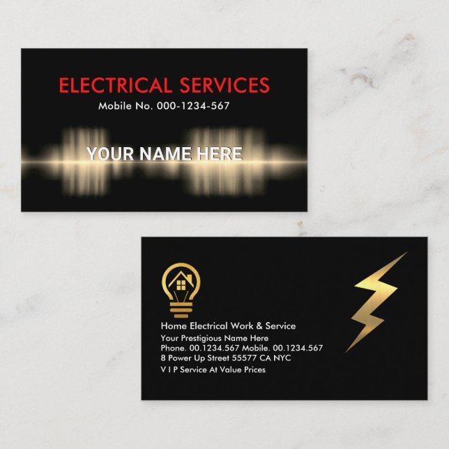 Electrical Current Powers Your Name Business Card (Front/Back)