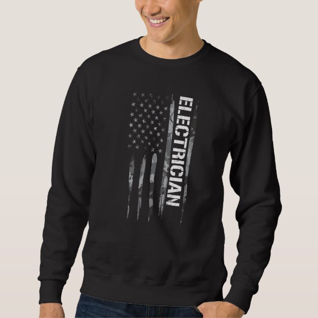 Electrical Engineer Electrician  American Flag Sweatshirt (Front)