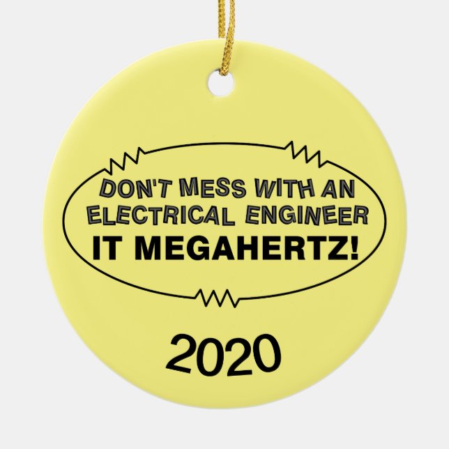 Electrical Engineer Megahertz Oval Ceramic Tree Decoration (Front)