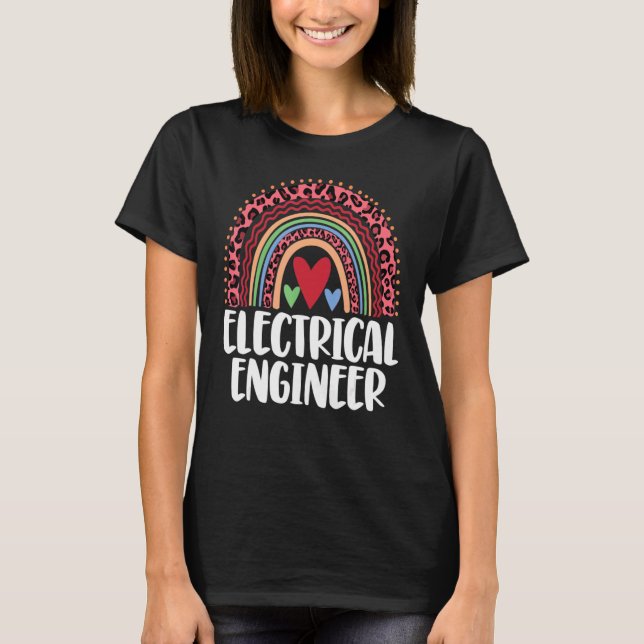Electrical Engineer Rainbow   Women Leopard Rainbo T-Shirt (Front)