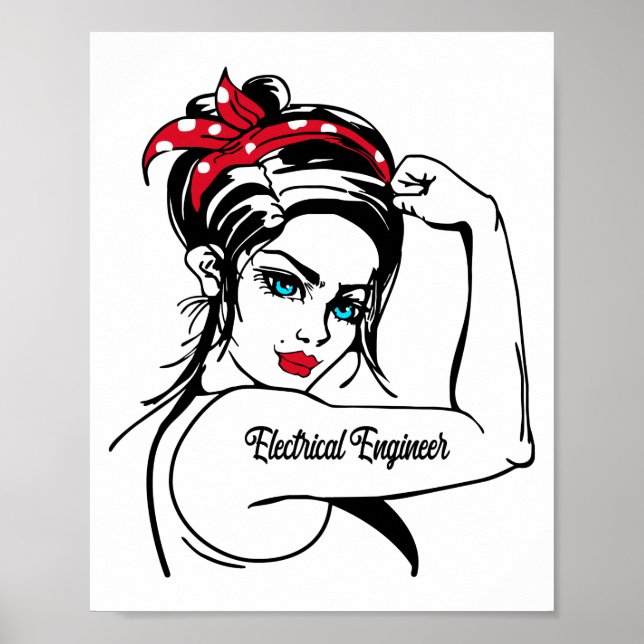 Electrical Engineer Rosie The Riveter Pin Up Poster (Front)