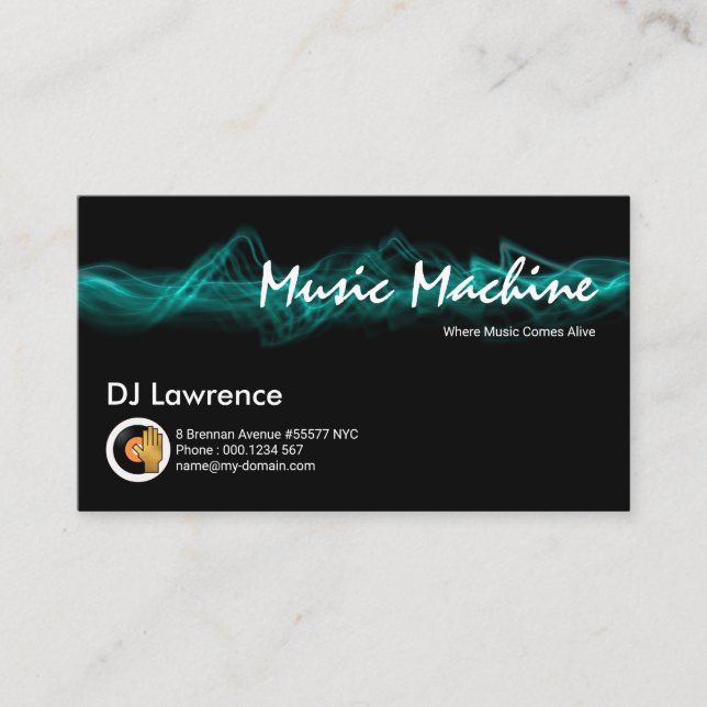 Electrical Lightning Charge Sound Wave DJ Business Card (Front)