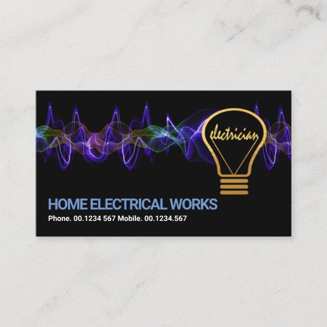 Electrical Lightning Creative Electrician Bulb Business Card (Front)