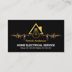 Electrical Lightning Powers Gold Bulb Home Business Card