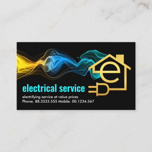 Electrical Lightning Powers Letter-E  Business Card (Front)