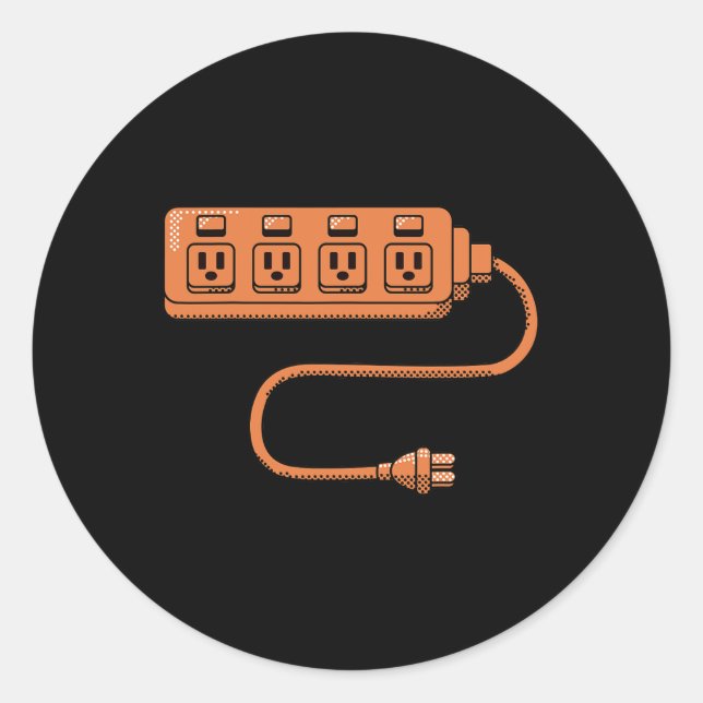 Electrical Outlet Plug And Socket Couples Hallowee Classic Round Sticker (Front)