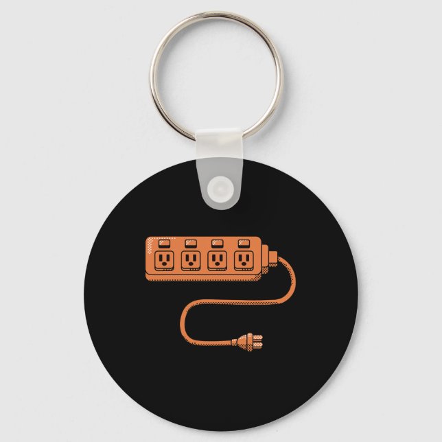 Electrical Outlet Plug And Socket Couples Hallowee Key Ring (Front)