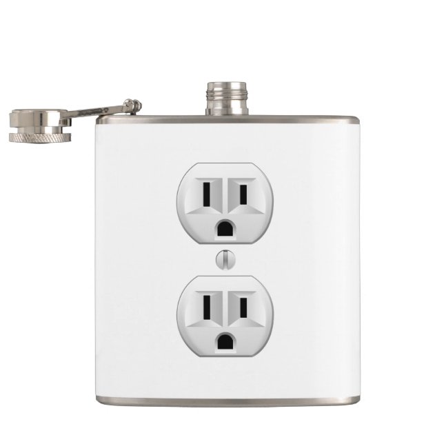 Electrical Plug Click to Customise Colour Decor Hip Flask (Opened)
