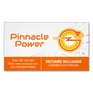 Electrical Plug Power Energy Logo Magnetic Business Card