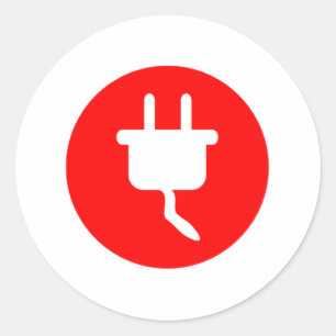 Electrical Plug Sign Classic Round Sticker