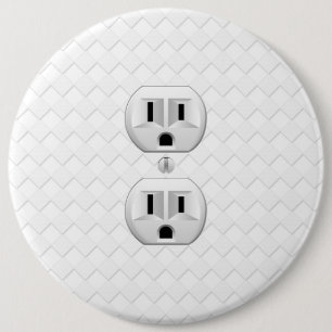 Electrical Plug Wall Outlet Fun Customise This 6 Cm Round Badge