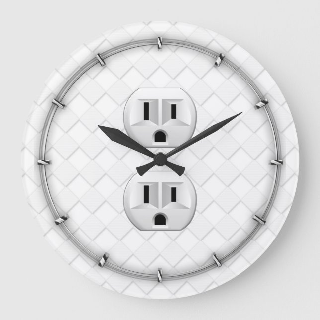 Electrical Plug Wall Outlet Fun Customise This Large Clock (Front)