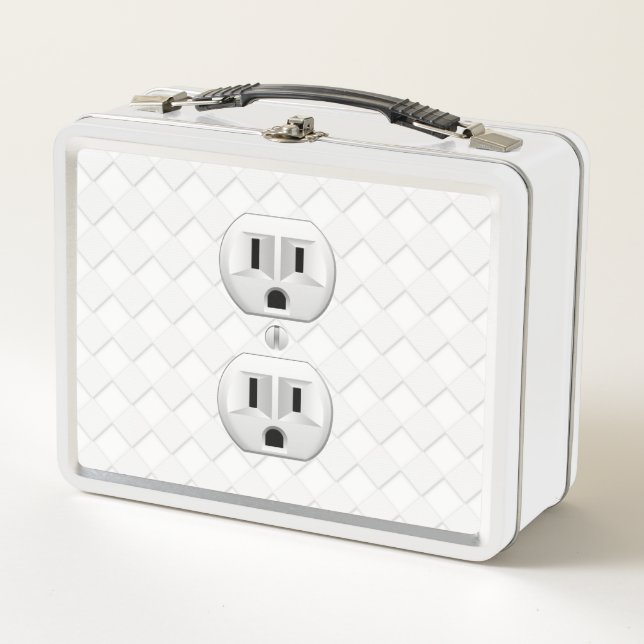 Electrical Plug Wall Outlet Fun Customise This Metal Lunch Box (Front)