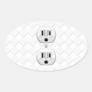 Electrical Plug Wall Outlet Fun Customise This Oval Sticker