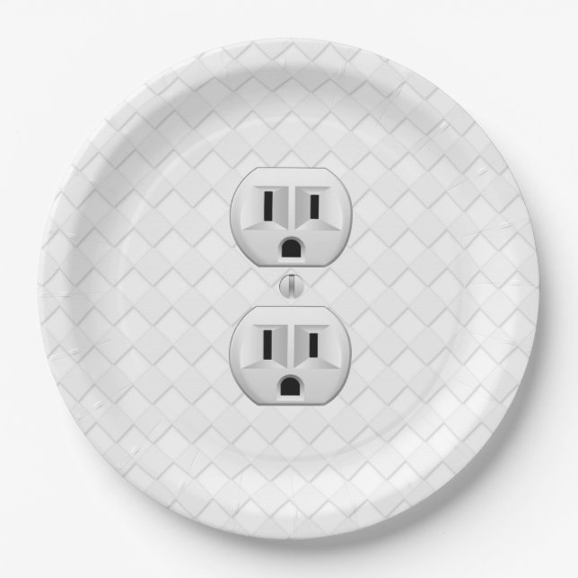 Electrical Plug Wall Outlet Fun Customise This Paper Plate (Front)