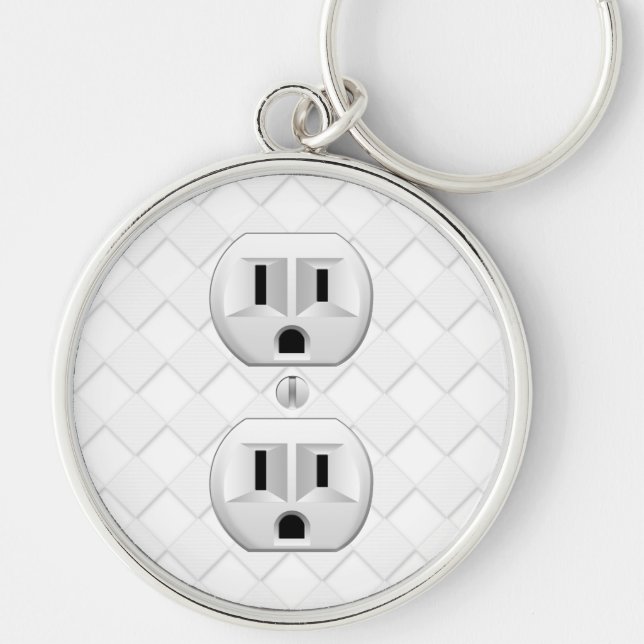 Electrical Plug Wall Outlet Fun Customize This Key Ring (Front)