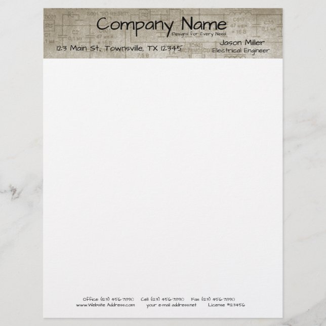 Electrical Schematics Custom Letterhead (Front)